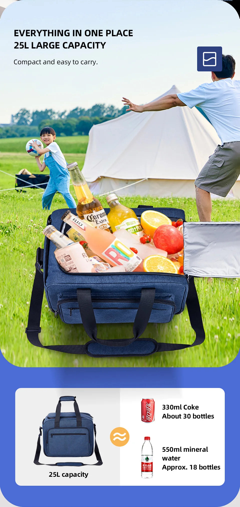 Réfrigérateur Portable pour voiture, 25l, semi-conducteur, pliable, chauffage, refroidissement, sac isolant, voiture, usage domestique, pique-nique, Camping essentiel