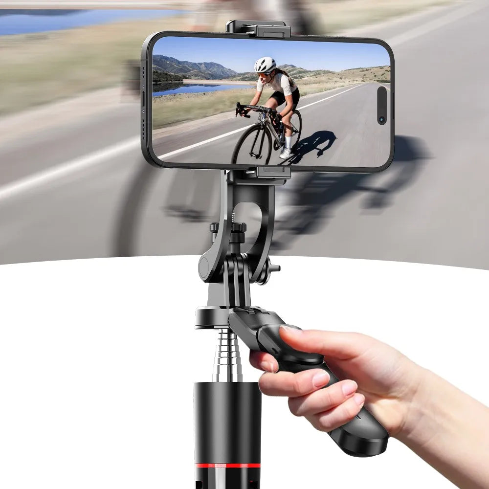 Trépied perche à selfie avec lumière de remplissage — 1708mm, télécommande Bluetooth, rotation 360°, interface 1/4