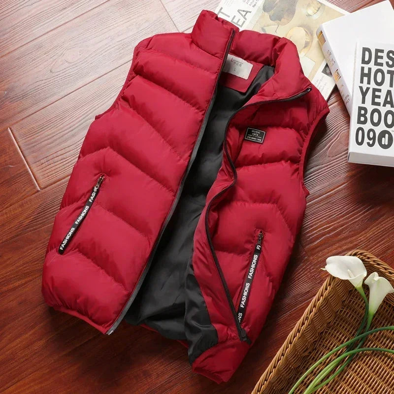 Manteaux bouffants sans manches pour hommes, doudoune de couleur unie, gilet chaud d'hiver, vêtements d'extérieur, coupe-vent, nouvelle collection 2024