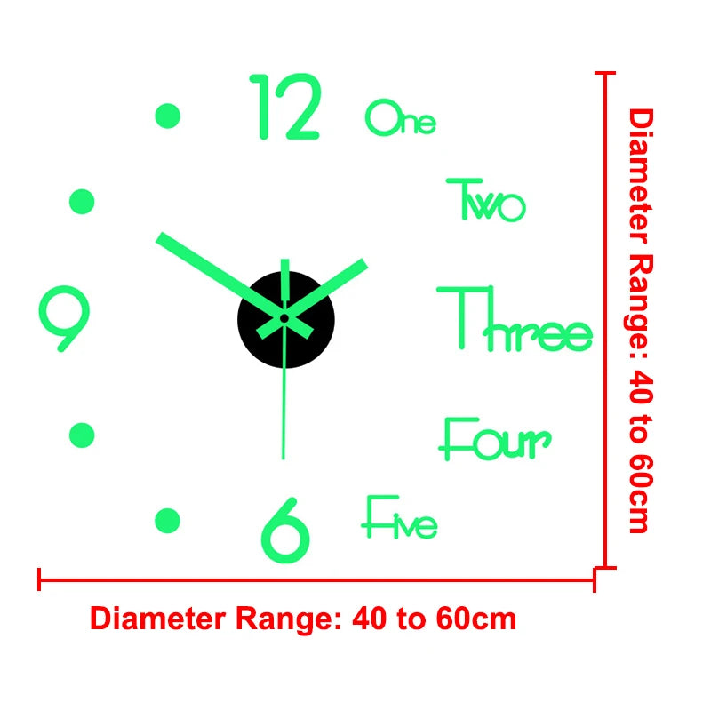 Reloj de pared, reloj de pared luminoso DIY, reloj de cuarzo, pegatinas de espejo acrílico, reloj de pared, decoración de pared, decoración cálida del hogar.