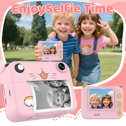 Kids Digital Camera, Instant Print, HD Video Recorder, Mini Thermal Printer, Best Birthday Party Gifts, 1080p