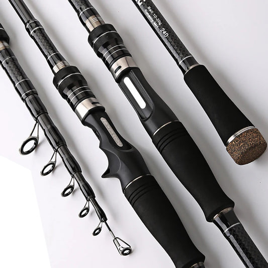 1.8M 2.1M 2.4M 2.7M 3.0M canne à pêche télescopique Portable en Fiber de carbone filature/coulée canne à poisson matériel