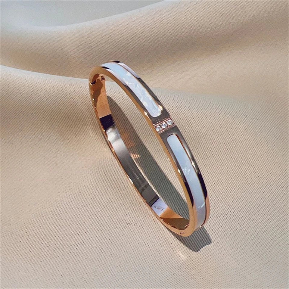 ZAKOL 5/1 Pcs Set Stainless Steel Bracelet with Sparkling Zirconia Inlaid for Women Stackable Bracelets Fashion Non-Fading Jewelry Gift