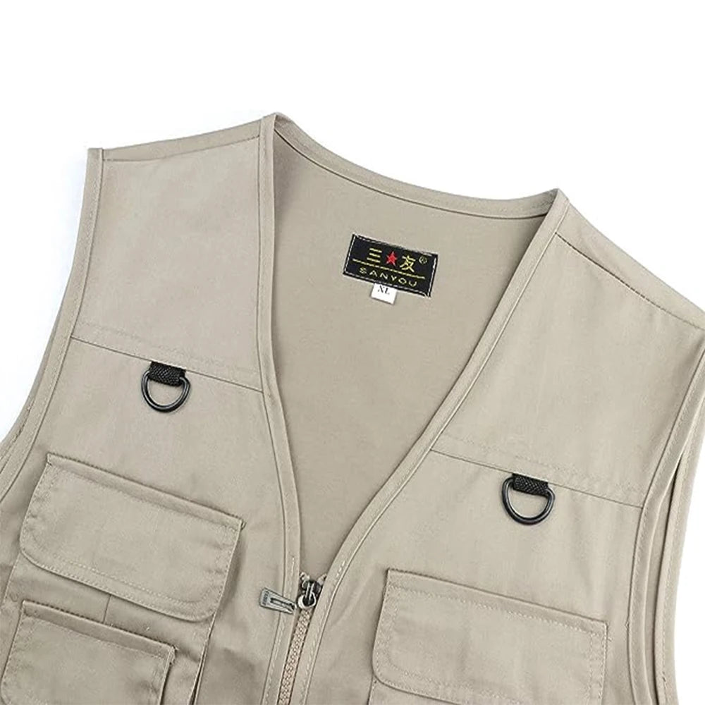 Gilet de randonnée en plein air pour hommes, multi-poches, respirant, pour la chasse et la pêche, veste de sport fine et Simple pour l'extérieur