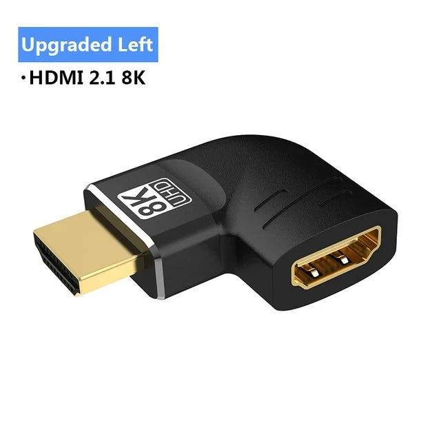 Adaptador HDMI 2.1, 8K, de 90 a 270 grados macho a hembra, 8k60Hz 4k120Hz, 48Gbps, compatible con PS5/4, HDTV, Roku, TV Stick, PC