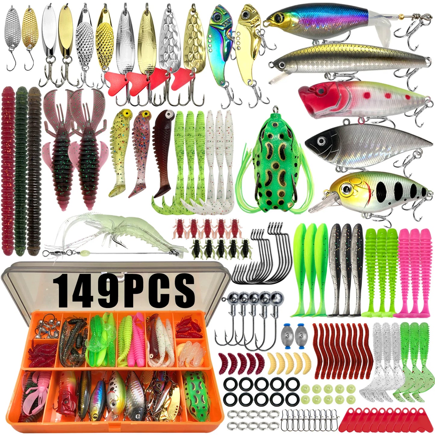 Kit de leurres de pêche pour truite, brochet, basse, multi-leurre, ensemble de matériel superposé, équipement professionnel, 86/88/136/149/366 pièces