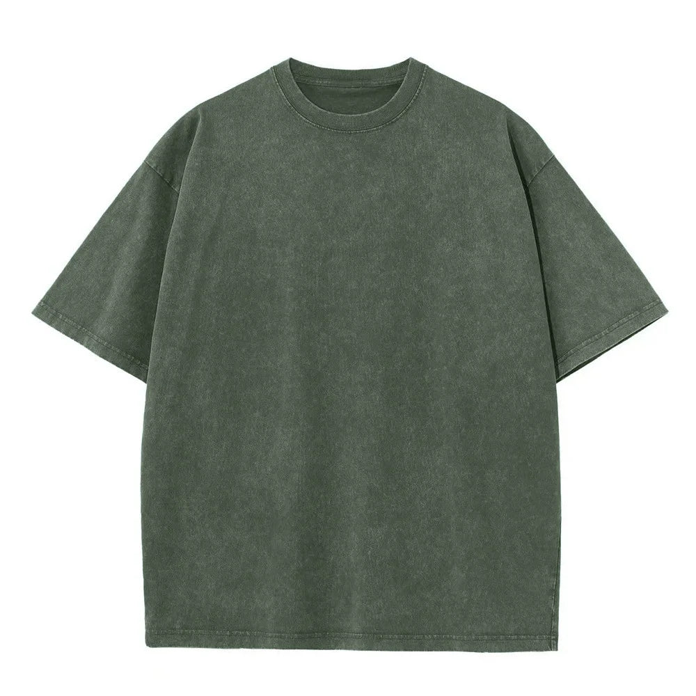 Camiseta de verano para hombre 230G Algodón pesado Vintage Lavado Camisetas Oversize de manga corta sueltas Streetwear Camiseta de manga corta
