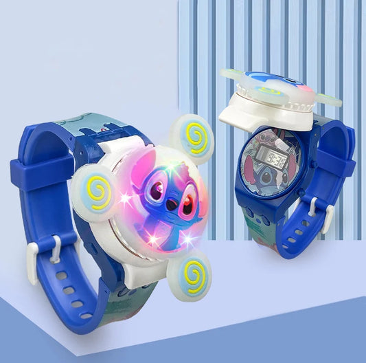 Creative Gyro Turntable Spot Kids Watches for Girls Colorful Light Unicorn Children Watch Boys Digital Clock Child Watch