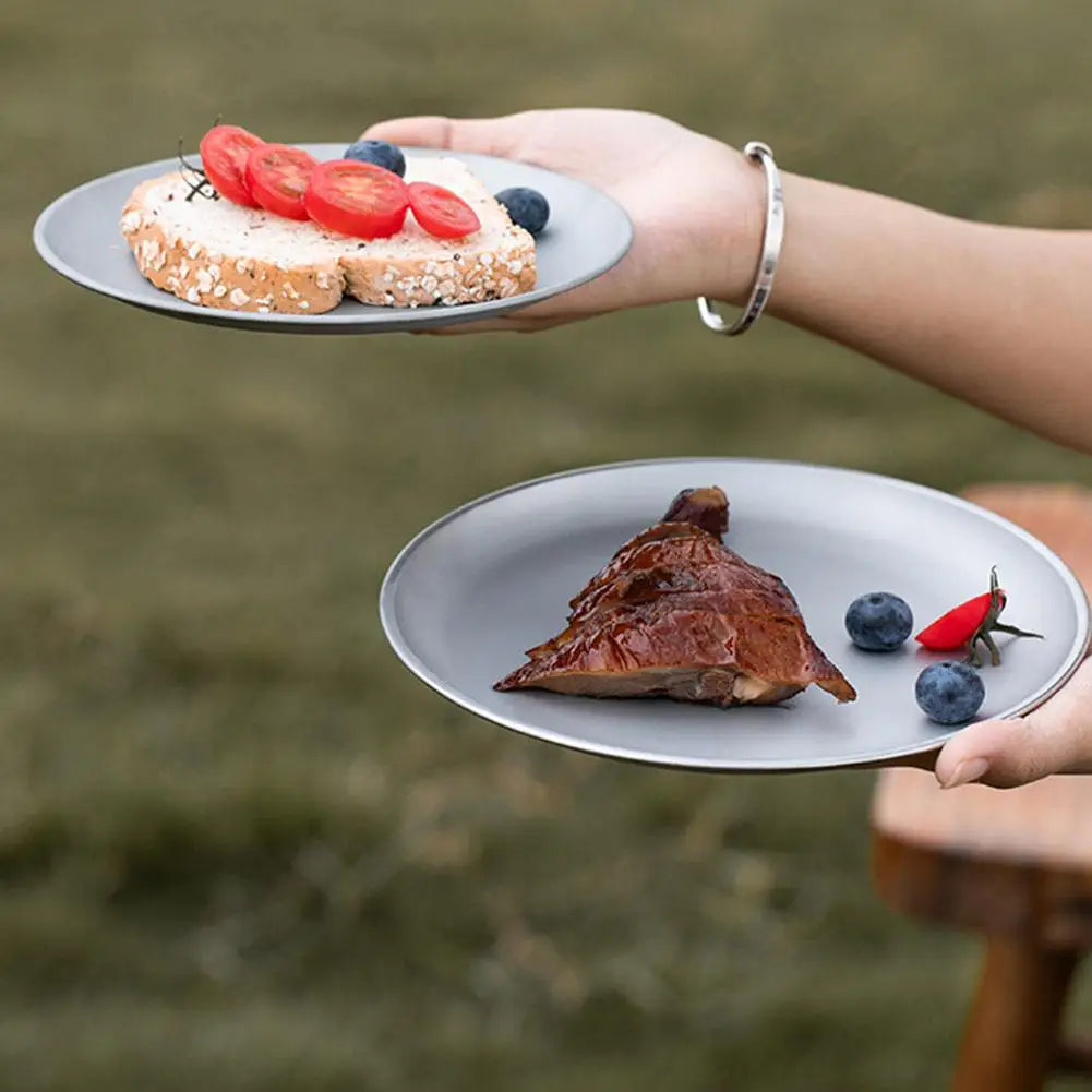 Camping Plaque de camping ultra légère en titane |   Vaisselle de salle à manger extérieure empilable |   Pour sac à dos randonnée pique-nique barbecue