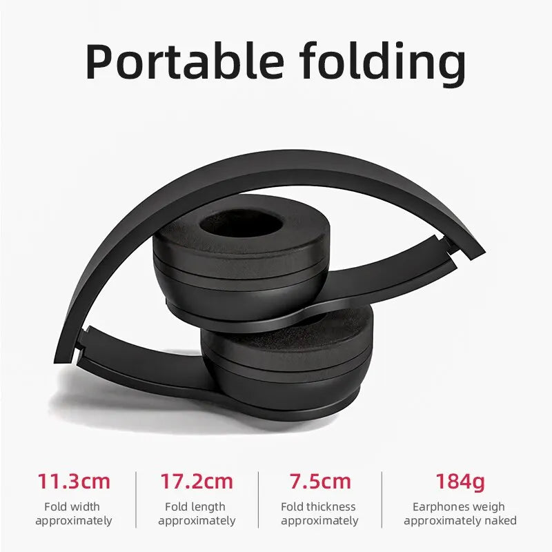 Auriculares inalámbricos P47 Bluetooth 5.0, cascos plegables, estéreo de alta fidelidad con bajos para música, juegos, para niños y niñas, para smartphone