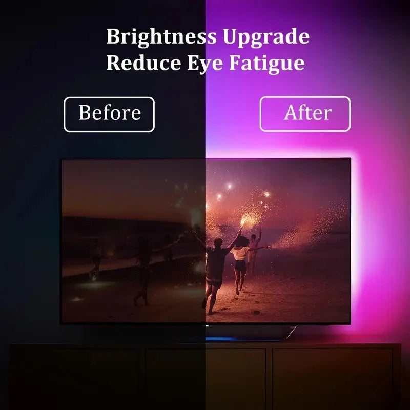 Bande lumineuse LED RGBIC pour téléviseur avec caméra, contrôle par application, synchronisation musicale, lumières intelligentes pour salle de jeu, éclairage ambiant 55-75 pouces