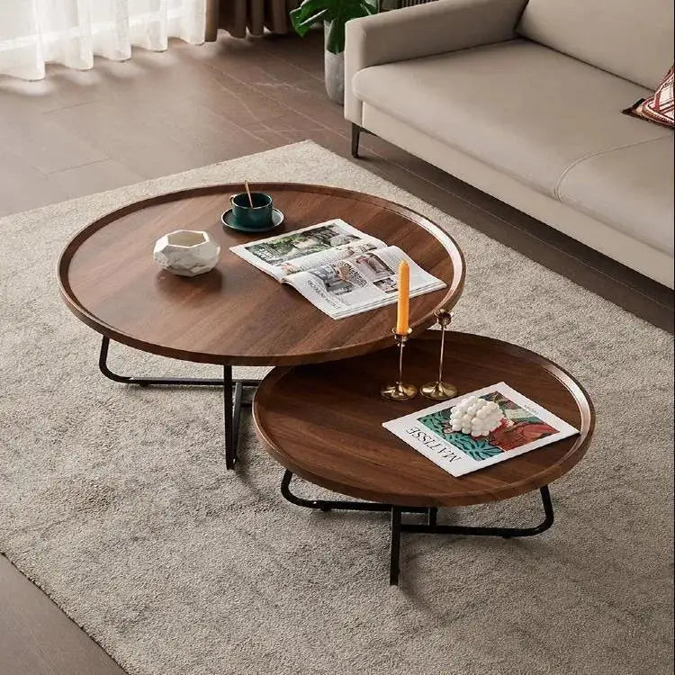 Multifunctional coffee table, modern minimalist living room, combined round side table for home