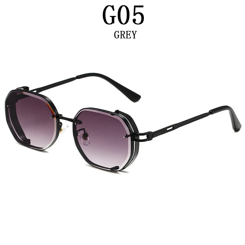 Lunettes de soleil carrées punk pour hommes, nuances rétro, luxe, mode vintage, steampunk, 2023