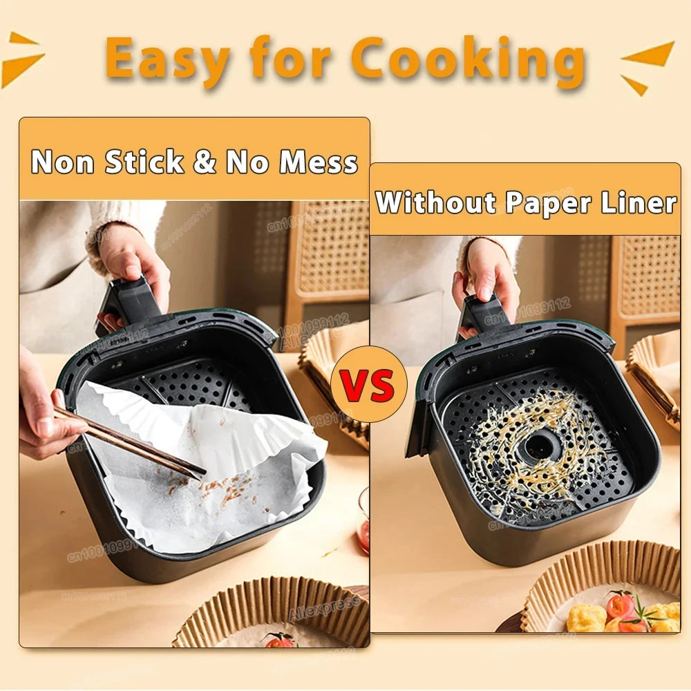 Papier antiadhésif pour friteuse à air et poulet, papiers de cuisson ronds, doublures en papier, accessoires de cuisine, 50 pièces, 100 pièces