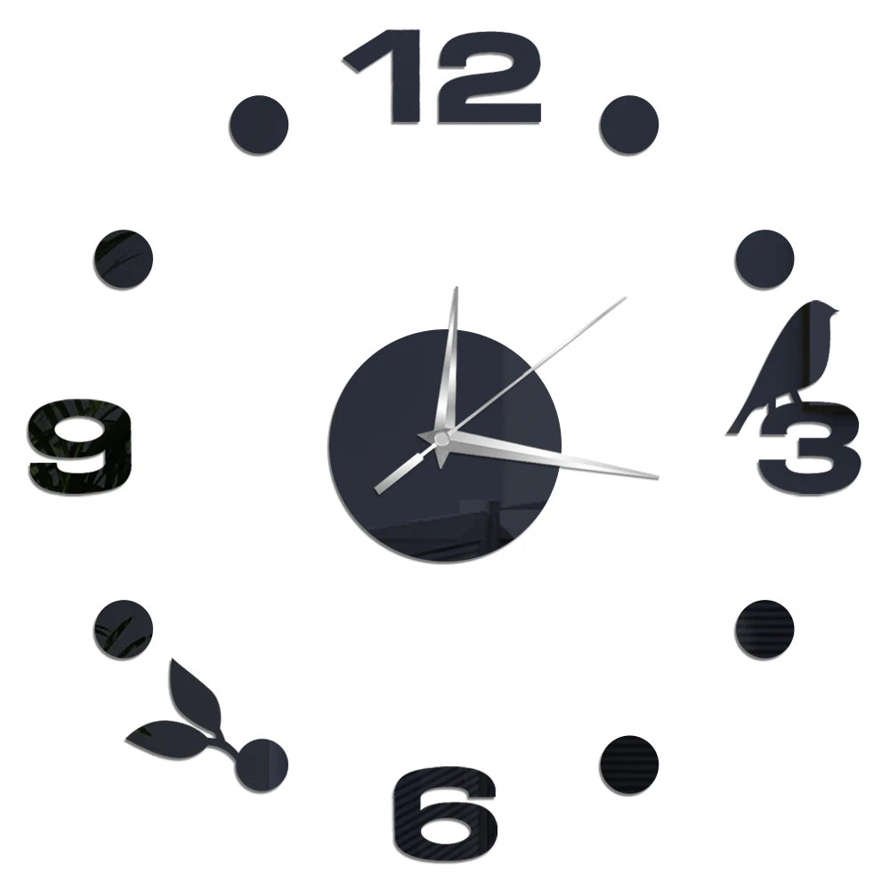 Creative Frameless Wall Clock, Silent Wall Sticker for Home, Acrylic Mirror Sticker, Wall Decor for Living Room and Office, DIY