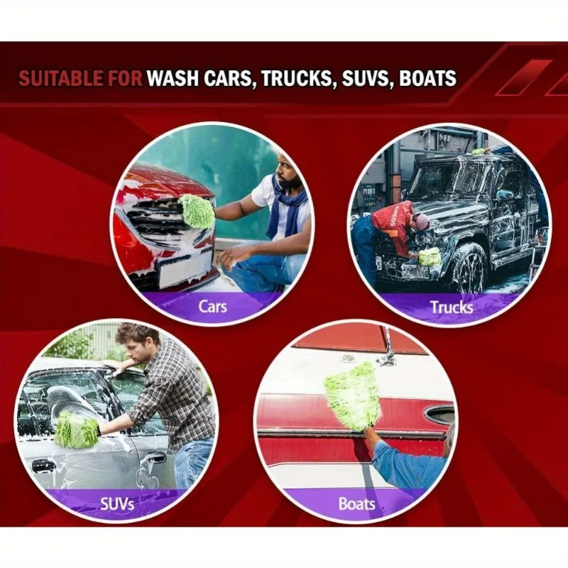 Guantes de lavado de coche de microfibra de chenilla, limpieza de arañazos, cuidado sin pelusa, manoplas suaves, plumero para vehículos de motor, accesorios para motor