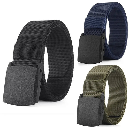 Casual Canvas Belt for Men and Women, Non-Metallic Nylon Training Belt with Trousers, Sports, Outdoor, Jeans