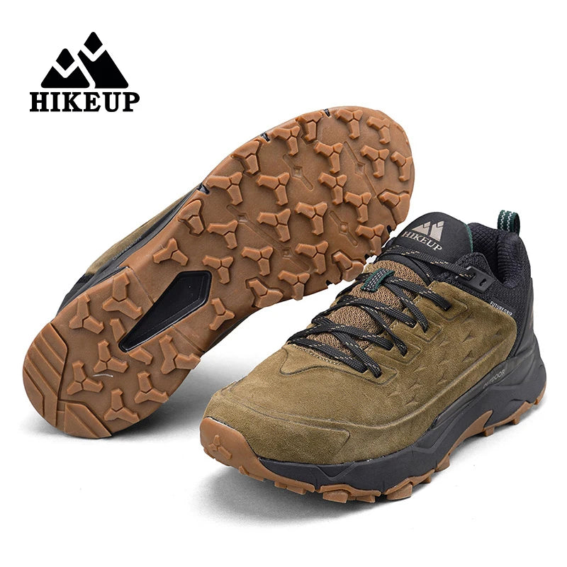 HIKEUP chaussures de randonnée pour hommes Sports de plein air Camping chasse marche chaussure daim cuir véritable respirant Sneaker antidérapant