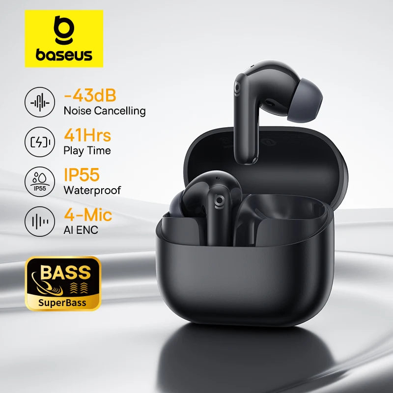 Écouteurs ANC -43dB Bluetooth 6.0 — suppression de bruit, 4 micros ENC, intra-auriculaires sans fil