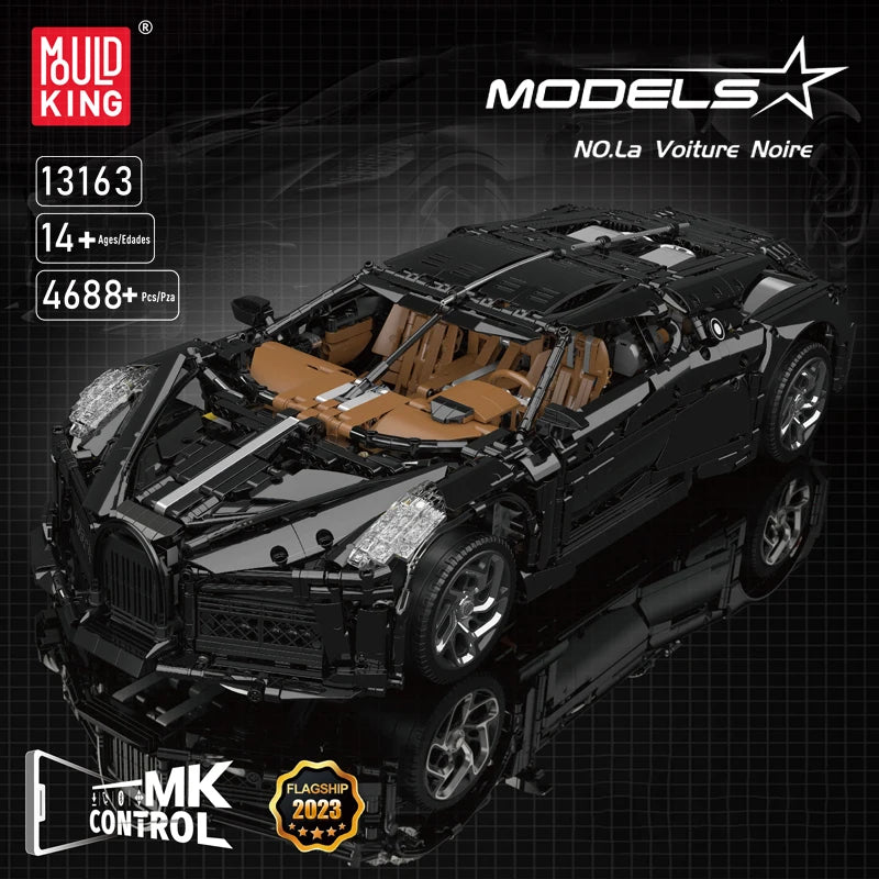 Mould King 13163 Juguetes de coche técnico MOC negro La Voiture Noire, bloque de construcción, coche deportivo de montaje, ladrillo, regalo de Navidad para niños