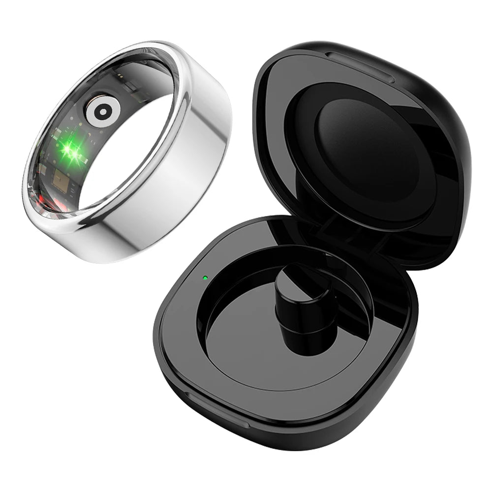 COLMI R02 – anillo inteligente con estuche de carga para hombres y mujeres, duración de la batería de 39 días, monitor de salud, resistente al agua 5ATM, 2024