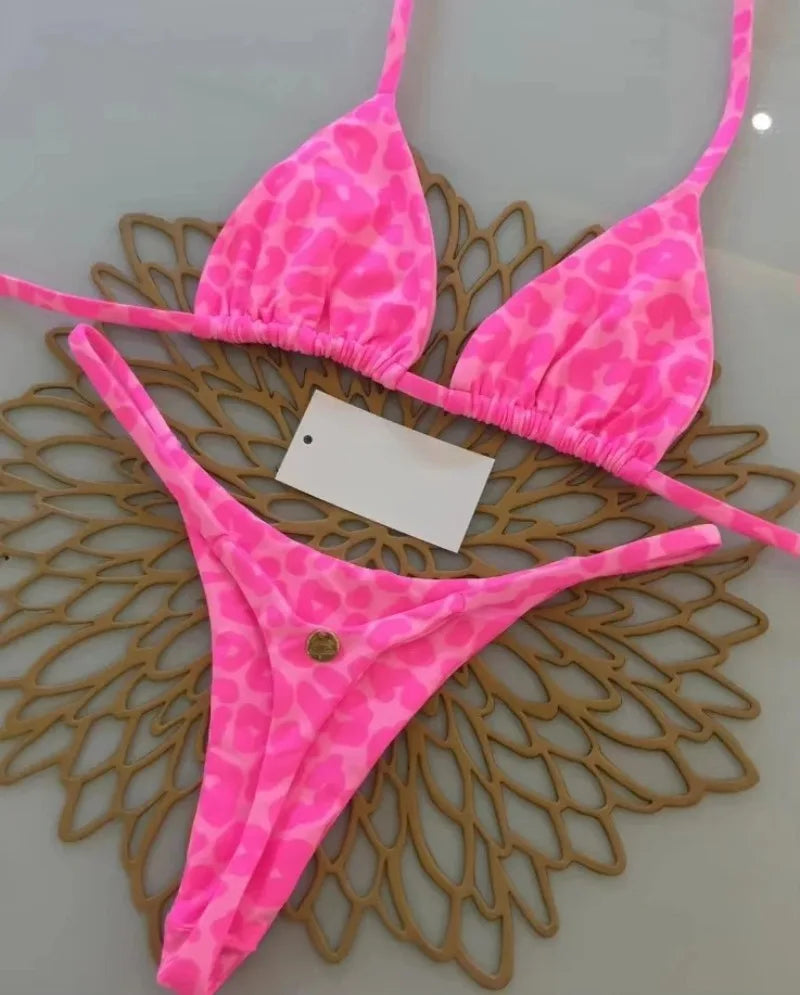 Nouveau Bikini femmes maillot de bain plage vacances maillots de bain imprimé léopard Sexy Bikini ensemble maillots de bain maillot de bain string maillot de bain Biquinis