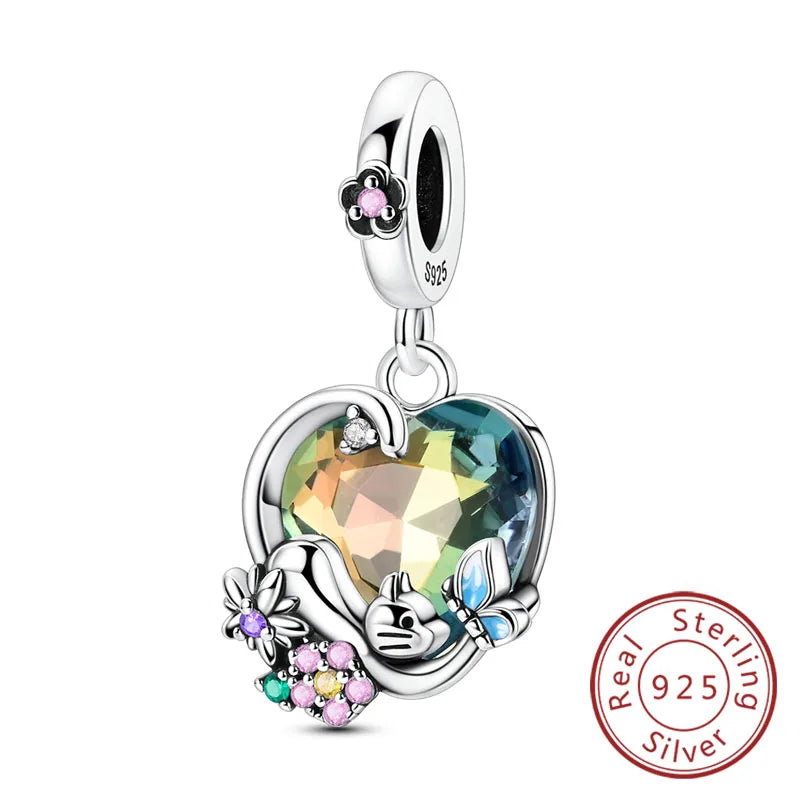 Abalorios de plata de ley 925 con huellas de perro, gato, corazón, animales, abalorios que se ajustan a pulseras, collares, colgantes, joyas para mujer, para hacer tú mismo