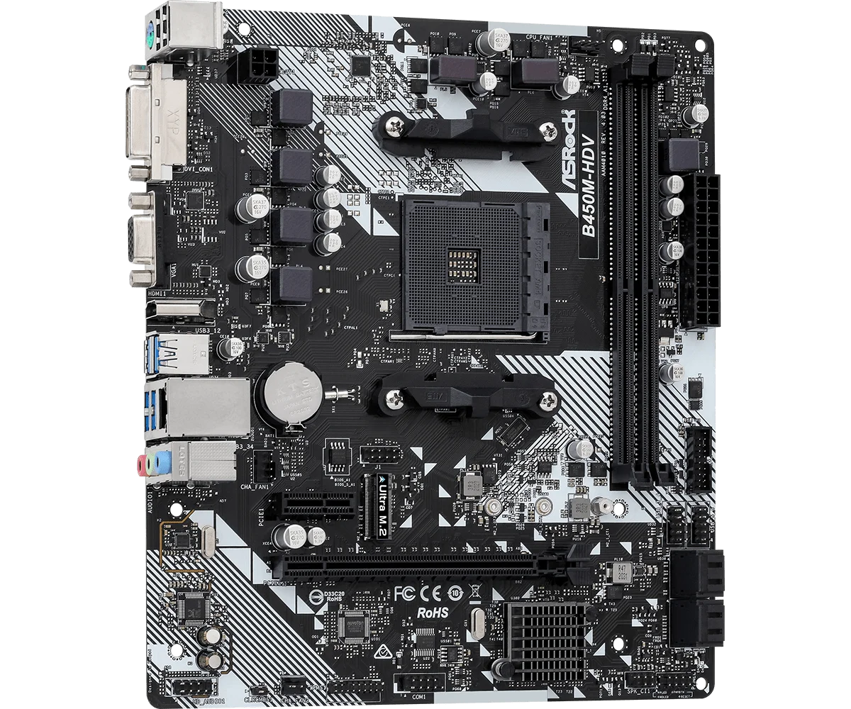 ASROCK B450M-HDV R4.0 carte mère B450 placa mãe AM4 CPU Support Ryzen 5 5500 5600G 7 5700G 7 3700X ram DDR4 M.2 DVI-D Micro ATX