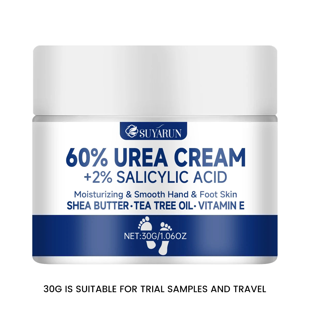 SUYARUN 60% Urea Foot Cream for Cracked Heels and Dry Skin - Intensive Moisturizing Treatment, Callus Remover, Diabetic Foot Care.