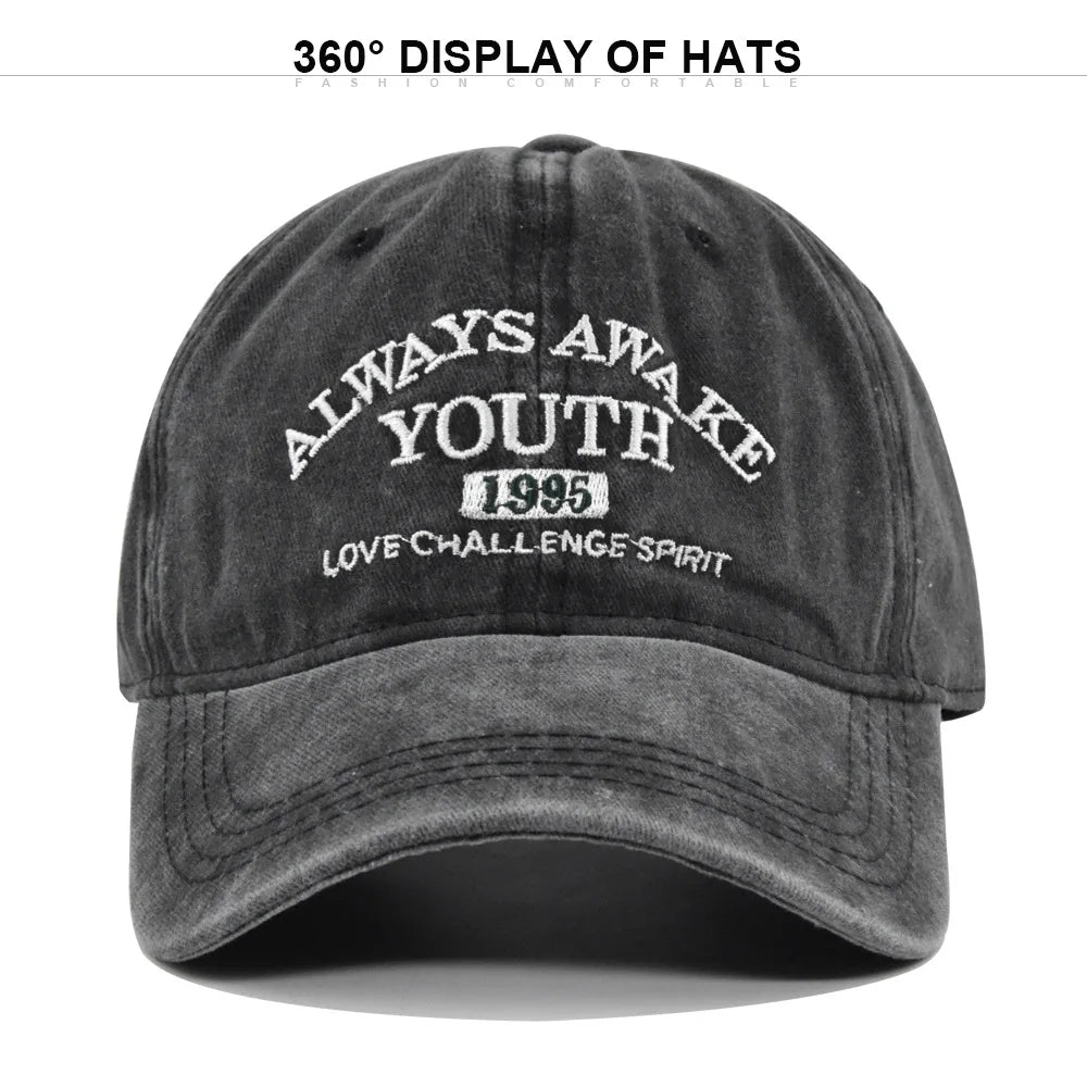 Men Women Embroidered Letter Baseball Cap Vintage Fashion Solid Adjustable Outdoor Sports Snapback Hat Distressed Gorras