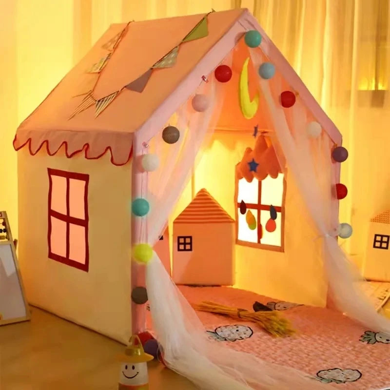 Portable teepee tent for children, baby playhouse, pink, blue, indoor and outdoor toy, princess house