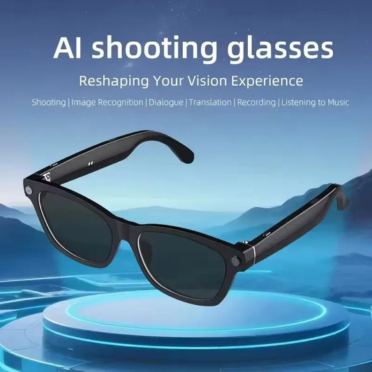 Lunettes intelligentes IA 2026 — traduction IA, caméra HD 8MP, vidéo 4K, appel Bluetooth, enregistrement, musique