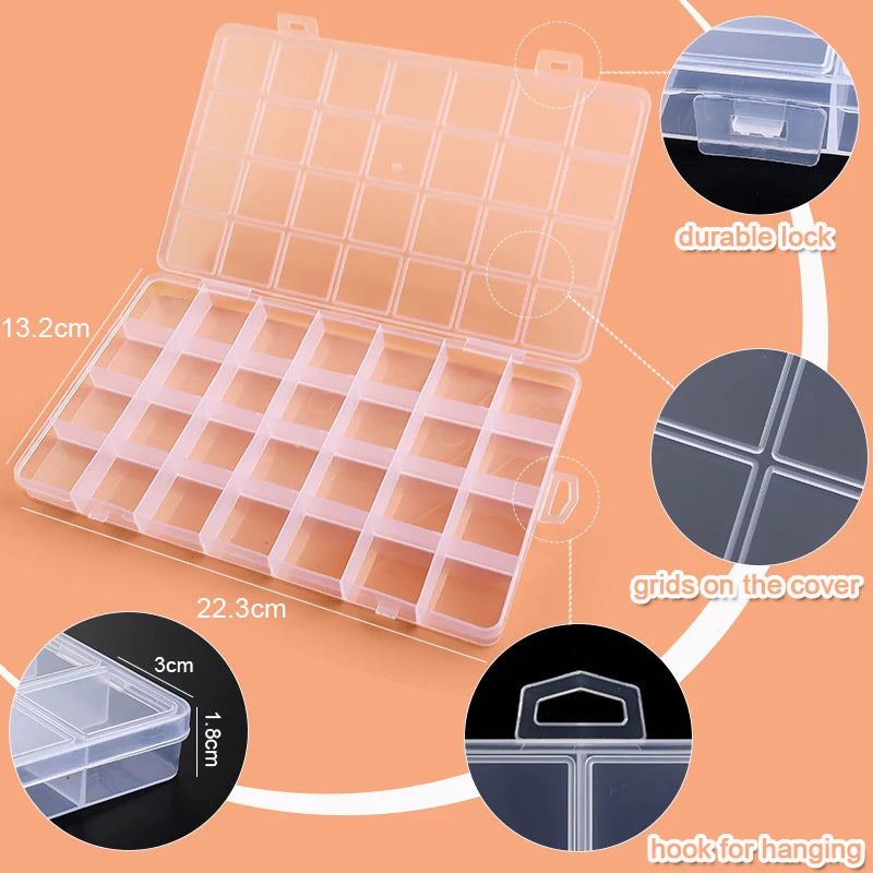 Conteneur de Rangement Transparent — Boite Bijoux, Boucles d’Oreilles & Perles