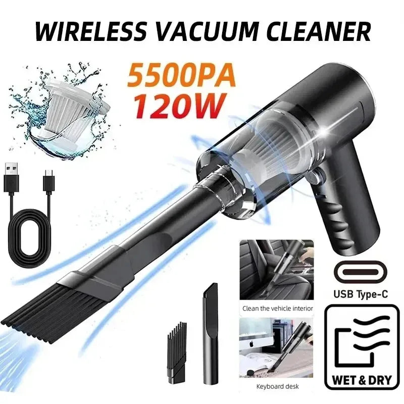 Clearance_Aspiradora de coche portátil inalámbrica Aspiradora de doble uso para el hogar y el coche Potente aspiradora de alta potencia de 120 W