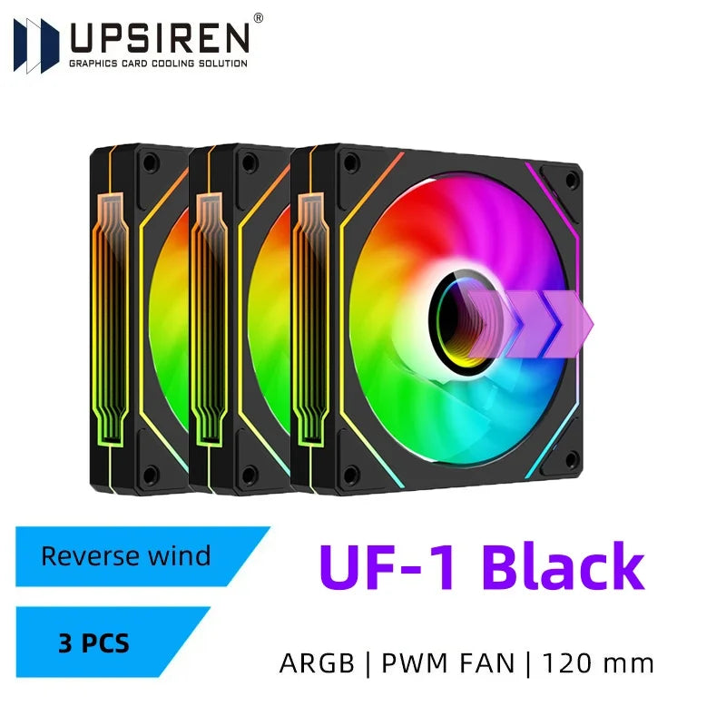 UPSIREN UF-1 PRISM 4 PRO ventilateur de châssis d'ordinateur 12 cm ARGB 4 broches PWM ventilateur de refroidissement silencieux 12 V grand Volume d'air 45.2CFM/600-1500 tr/min