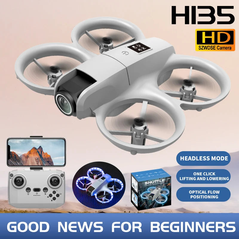 New H135 Mini Drone WIFI FPV Professional Hover 4K Camera Pocket Colorful Lights RC Aircraft Foldable Quadcopter RC Toys Gifts