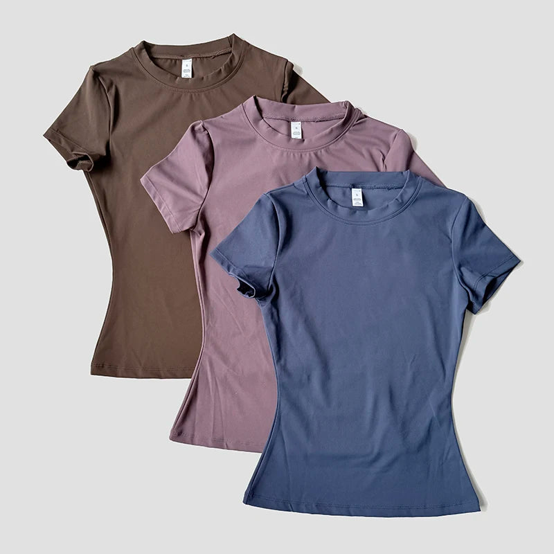 Top de yoga sin costuras para mujer, camiseta deportiva, ropa de fitness, camiseta de yoga de manga corta, top de gimnasio, ropa activa de running