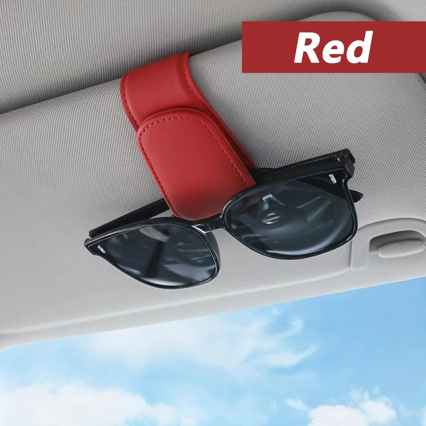 El soporte para gafas de sol se adapta a las viseras del coche, clip magnético de cuero para gafas de sol y clip para b