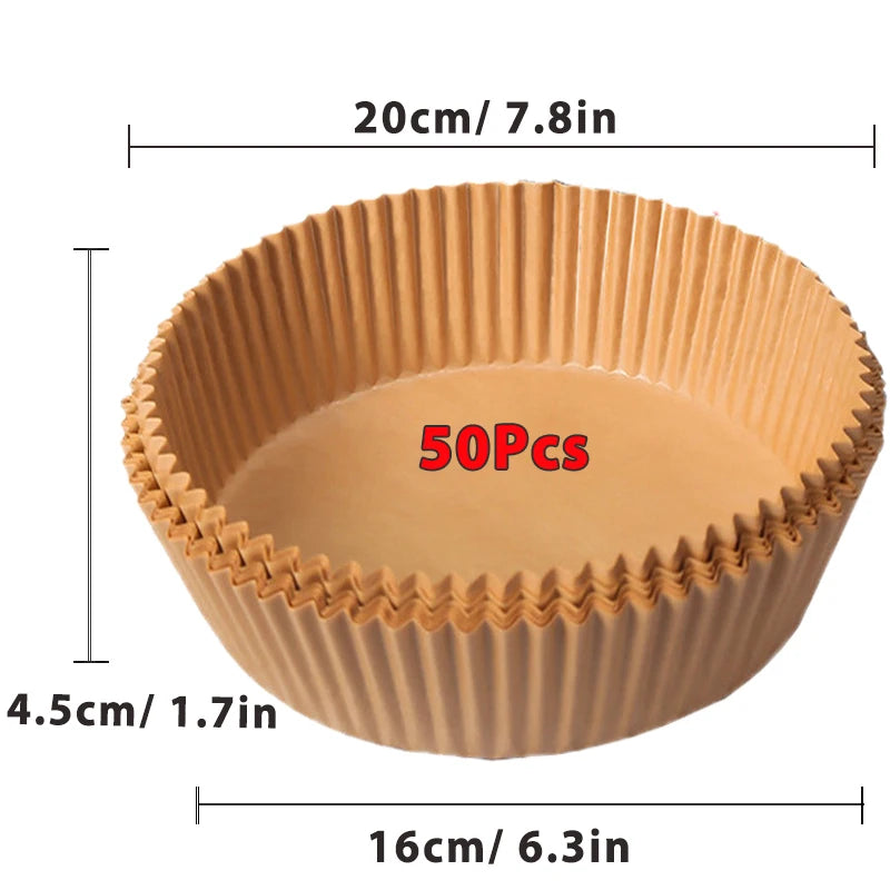 Papier antiadhésif pour friteuse à air et poulet, papiers de cuisson ronds, doublures en papier, accessoires de cuisine, 50 pièces, 100 pièces