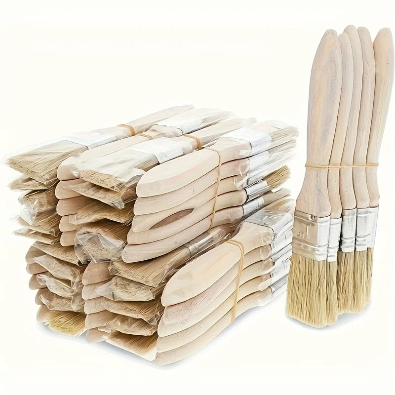 10 pinceles de cerda de cerdo, aptos para arte, artesanía, enyesado, pintura, aplicación de pegamento, mangos de madera