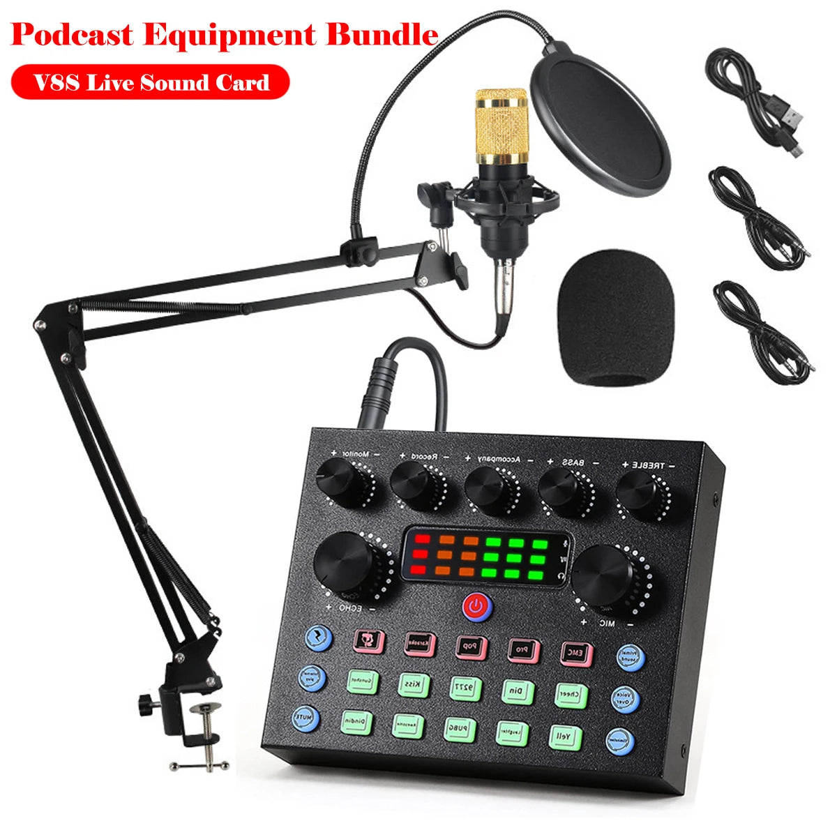 V8S – Kit carte son live avec microphone pour streaming, enregistrement et DJ