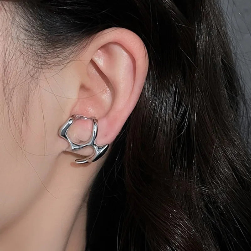 Pendientes líquidos irregulares Y2K para mujer, color plata, estilo Hip-Hop Punk, moda geométrica, Clip para chica, joyería de fiesta, tendencia 2024