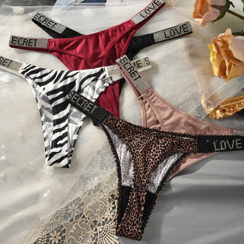 Culotte Taille Basse Strass & Diamants — String Sport Femme S-XL