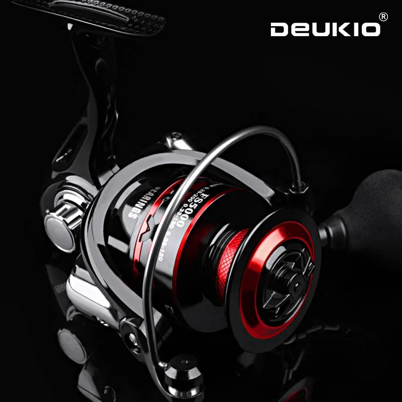 DEUKIO moulinet de pêche 2000-7000 traînée maximale 12KG moulinets de filature bobine en métal carretilhas de pesca moulinet pour accessoires de pêche pêche