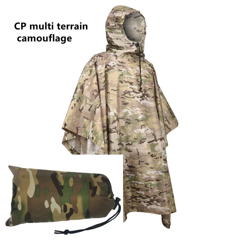 Poncho de Camouflage respirant pour l'extérieur, imperméable tactique de Jungle, observation des oiseaux, randonnée, chasse, combinaison Ghillie, équipement de pluie de voyage