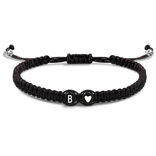 26 Initial Letter Heart Handmade Adjustable Bracelets A-Z Braided Name Bracelets for Women Men Friendship Jewelry Gifts