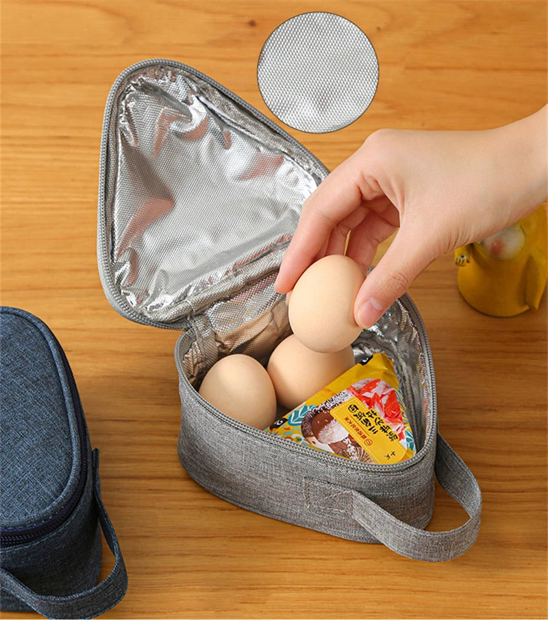 Mini bolsa aislante triangular de aluminio, enfriador térmico, bolsa de almuerzo para estudiantes, bolsa para bolas de arroz, fiambrera, bolsas de transporte para almuerzo Bento