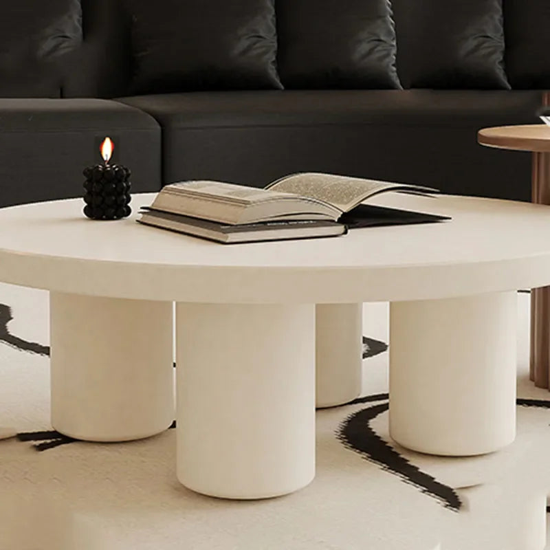 Minimalist Aesthetic White Wooden Round Side Table, Small Simple Coffee Table, Modern Design, Auxiliary Home Furniture