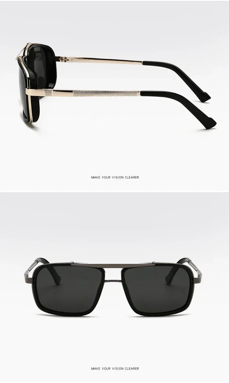 Lunettes de soleil polarisées Punk pour hommes, Vintage, mode Steampunk, carrées, pour la conduite, pour les voyages d'été, UV400