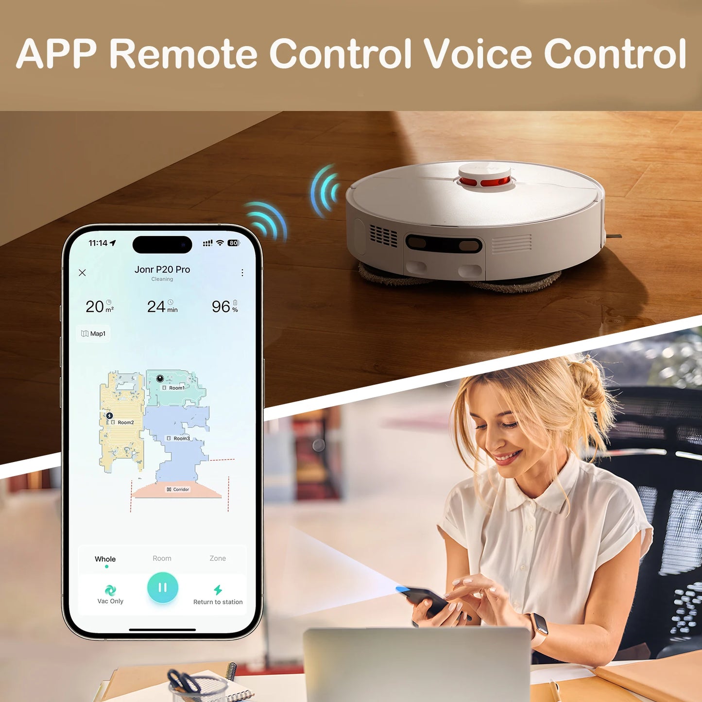 JONR Robot Vacuum Cleaner P20 Pro International Edition Suction Sweeping Mop Drying Automatic Cleaning Dust Collection Water Drainage